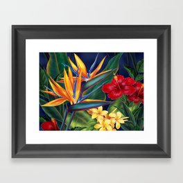 Tropical Paradise Hawaiian Floral Illustration Framed Art Print