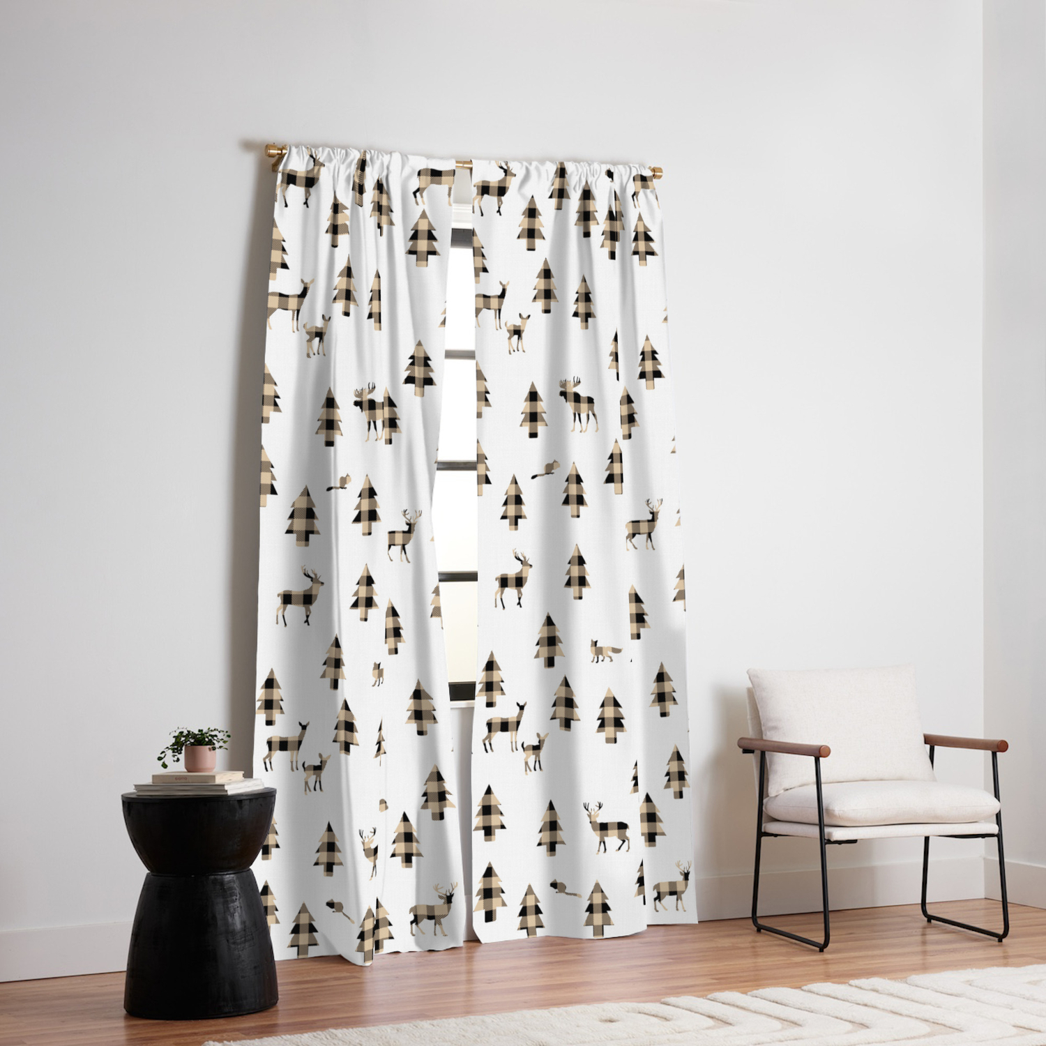 Woodland Pattern Brown Buffalo Plaid Blackout Curtain By Jsdavies