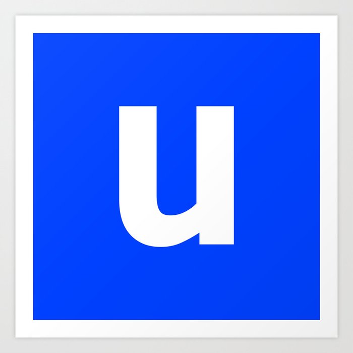 letter U (White & Blue) Art Print