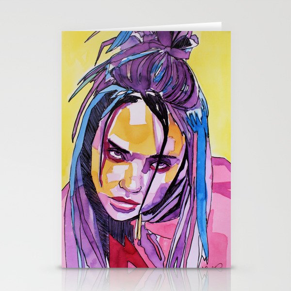 Billie Ellish's watercolor portrait Stationery Cards