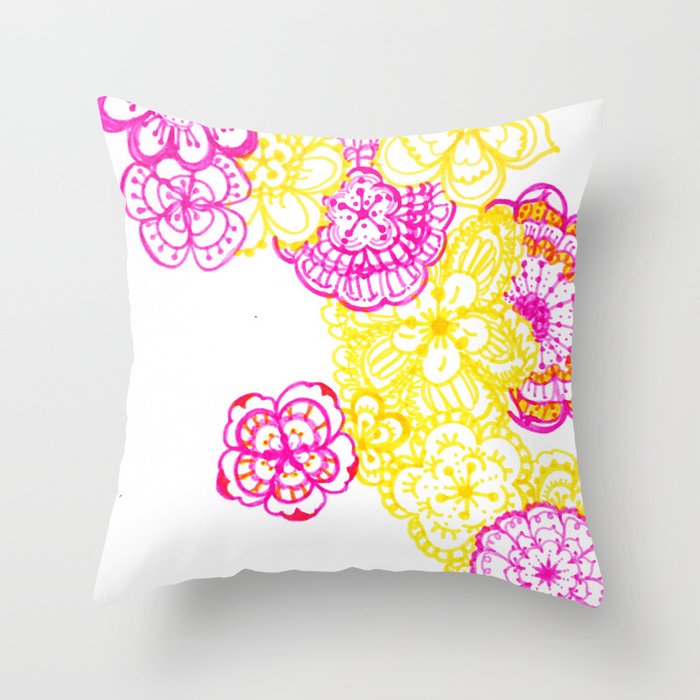 Pink and yellow outdoor pillows sales