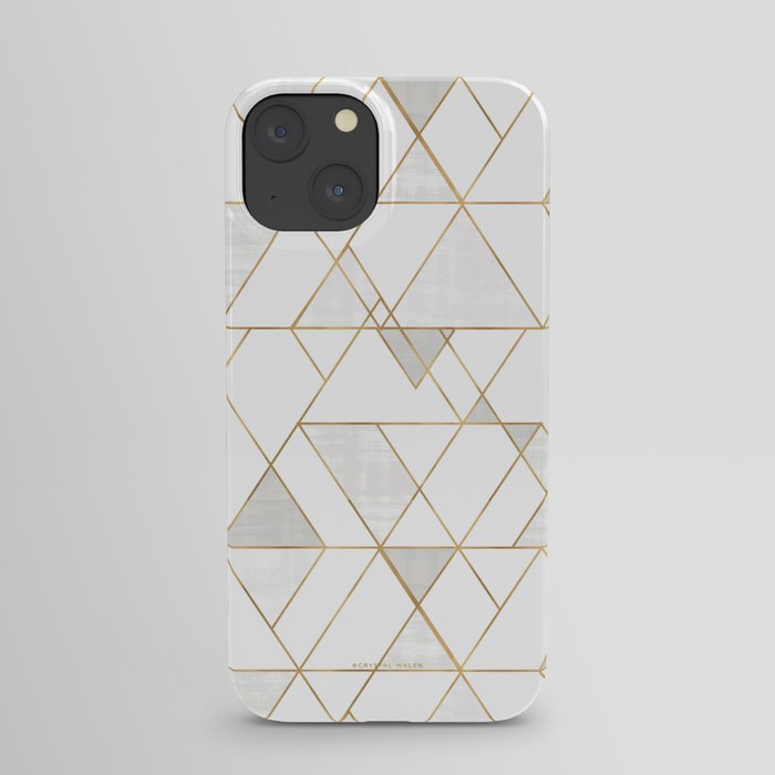 Mod Triangles Gold and white iPhone Case