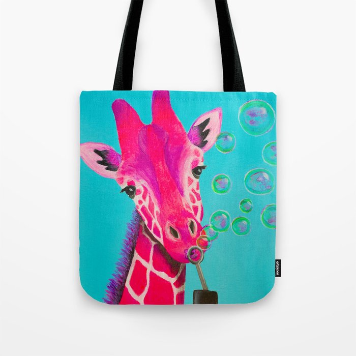 "Bubble Giraffe" by Jen Hinkle Tote Bag