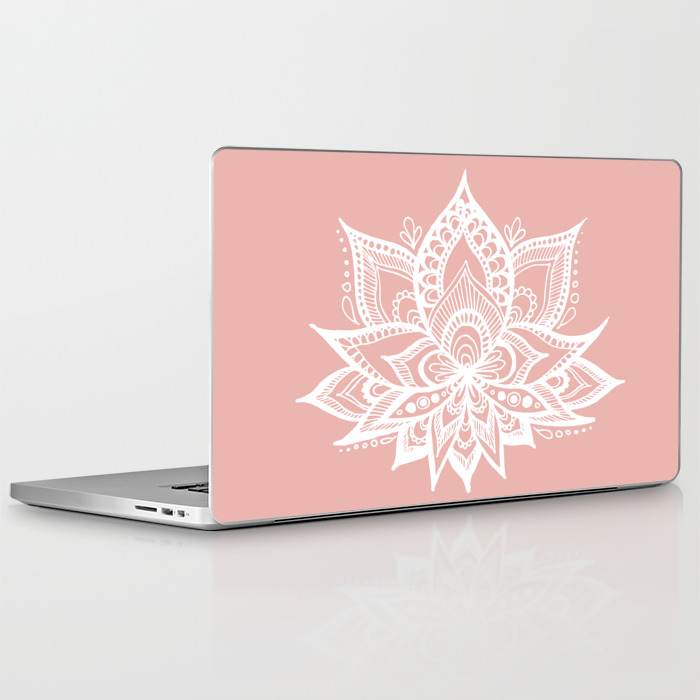 White Lotus Flower On Rose Gold Laptop Ipad Skin By Julieerindesigns Society6