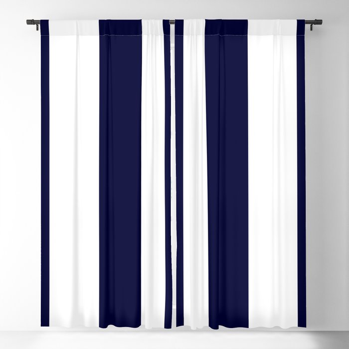 Navy Blue And White Stripes Blackout Curtain