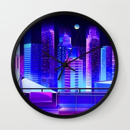 Synthwave Neon City #11 Wall Clock