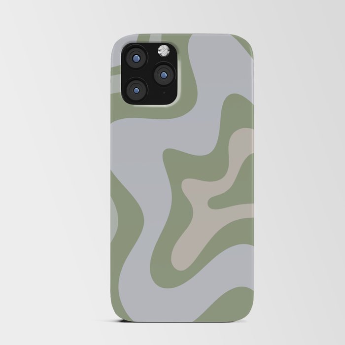 Liquid Swirl Contemporary Abstract Pattern in Light Sage Green iPhone Card Case