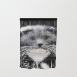 Spiked Grey and White Cat Wall Hanging