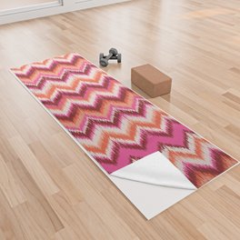 8-Bit Ikat Pattern – Pink & Maroon Yoga Towel