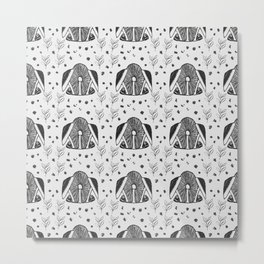 Cottage core Grey Mushroom Polka Dot Pattern-Rustic Pattern Metal Print