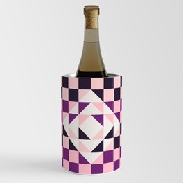Pink and purple gingham checked ornament Wine Chiller