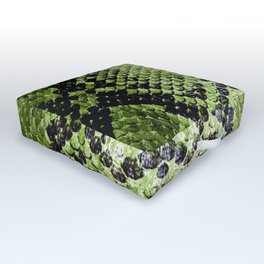 Black and Green Reptile Scales Pattern Snakeskin Texture Outdoor Floor Cushion
