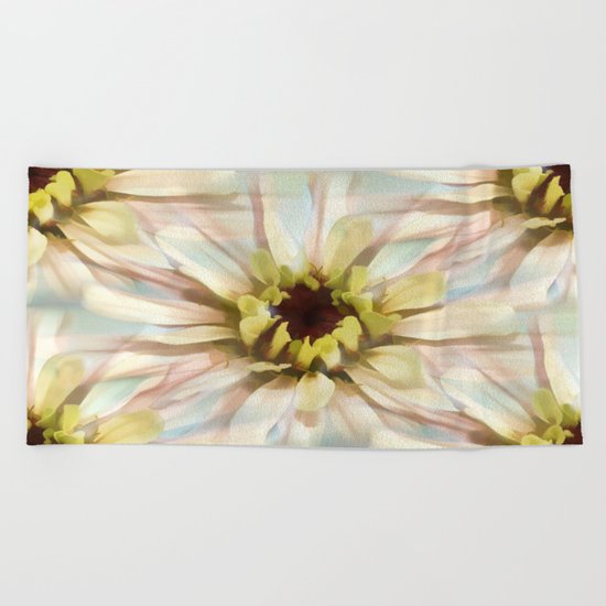 Painterly Seamless Pink Zinnia Beach Towel