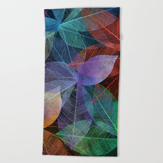 Colored Leaf Pattern 2 Beach Towel