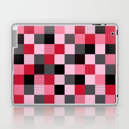 Valentine's Day Black, Red, Pink, & Grey Checkered Plaid Pattern Laptop Skin