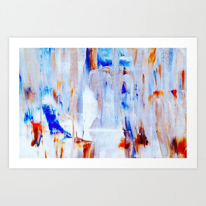 Santorini, Greece; abstract island blue and white modern art expressionism portrait painting Art Print