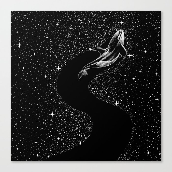 Starry Orca (Black Version) Canvas Print