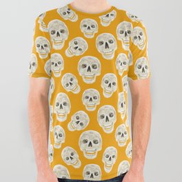 Skull Toss on Marigold All Over Graphic Tee