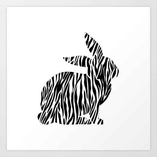 Rabbit with zebra print Art Print