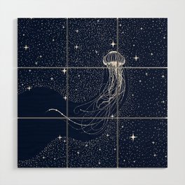 starry jellyfish Wood Wall Art