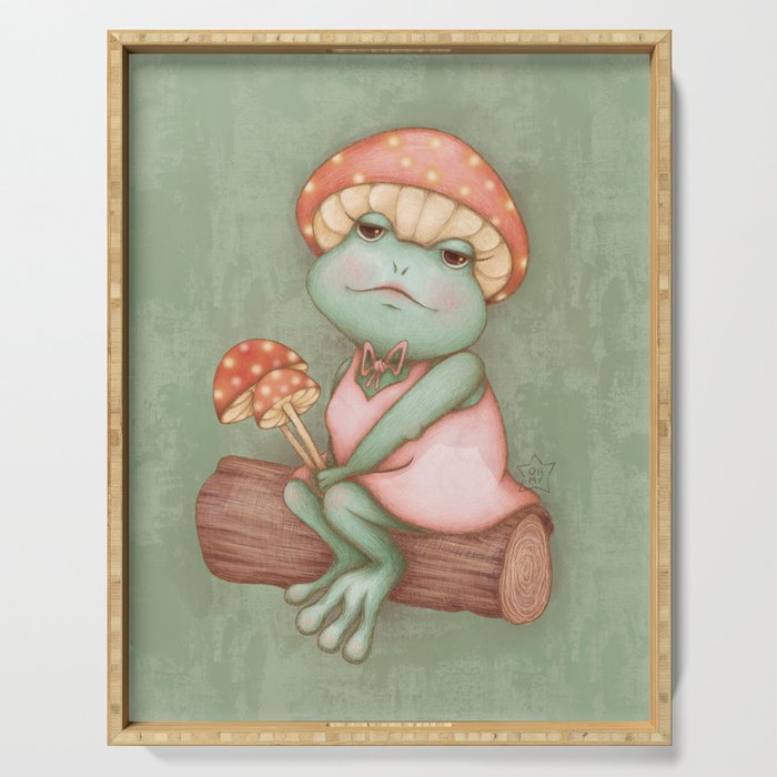 Lady Toadstool - Cute Frog With Mushroom Hat Serving Tray