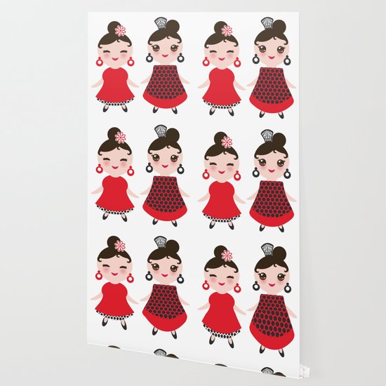 Spanish Woman Flamenco Dancer Kawaii Cute Face With Pink Cheeks