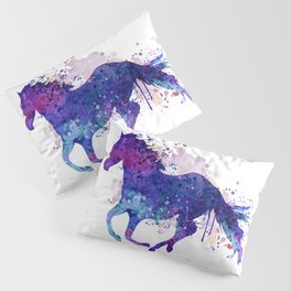 Running Horse Watercolor Silhouette Pillow Sham
