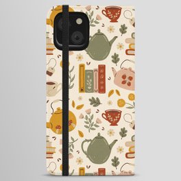 Flowery Books and Tea iPhone Wallet Case