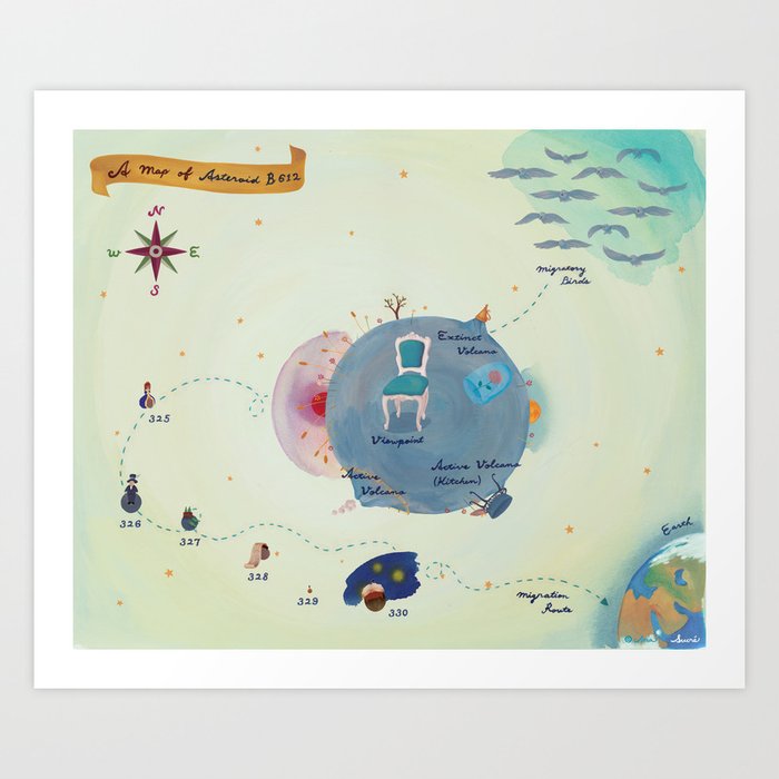 Little Prince Asteroid B612 map Art Print