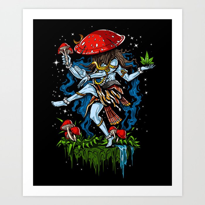 Magic Mushroom Lord Shiva Psychedelic Art Print