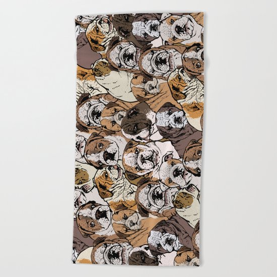 Social English Bulldog Beach Towel