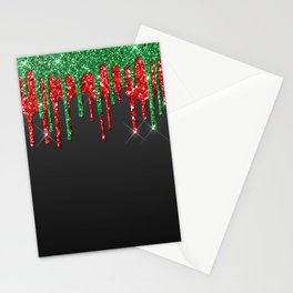 green and red dripping glitter christmas Stationery Card