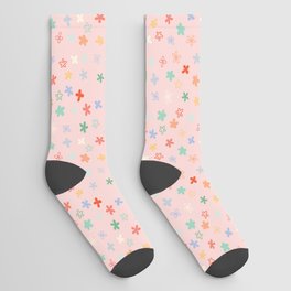 Scattered Flowers on Pink Socks