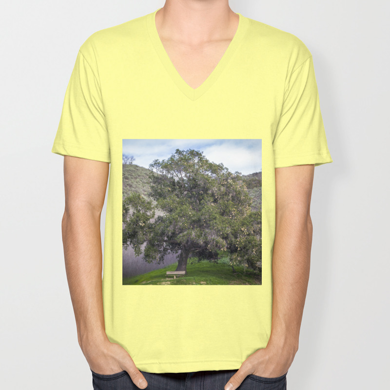 A Bench Under The Tree Unisex V Neck By Maureenbatesphotography