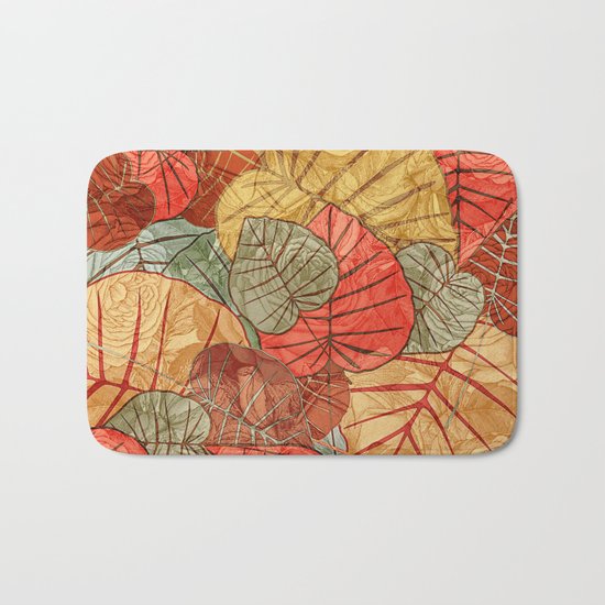 Leaves in Rosy Background 4 Bath Mat