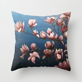 Magnolias Painting Throw Pillow