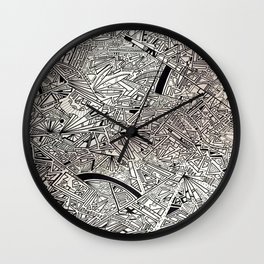 Geometric Explosion JL Wall Clock | Shapes, Triangles, Abstract, Lines, Drawing, Ink Pen, Geometric 