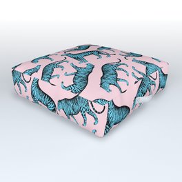 Tigers (Pink and Blue) Outdoor Floor Cushion