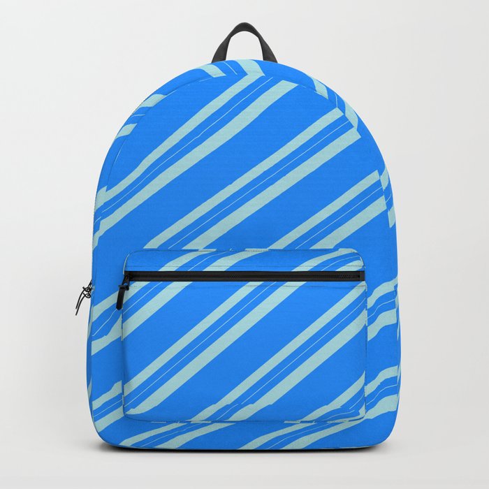 Blue & Powder Blue Colored Lined/Striped Pattern Backpack