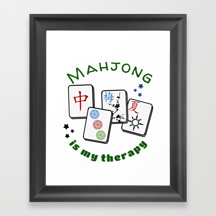 Mahjong Mah jongg game is my therapy set, gifts, tiles, table shirts, cards, bag Framed Art Print