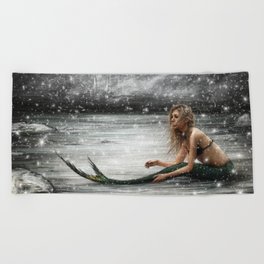 Winter Mermaid Beach Towel