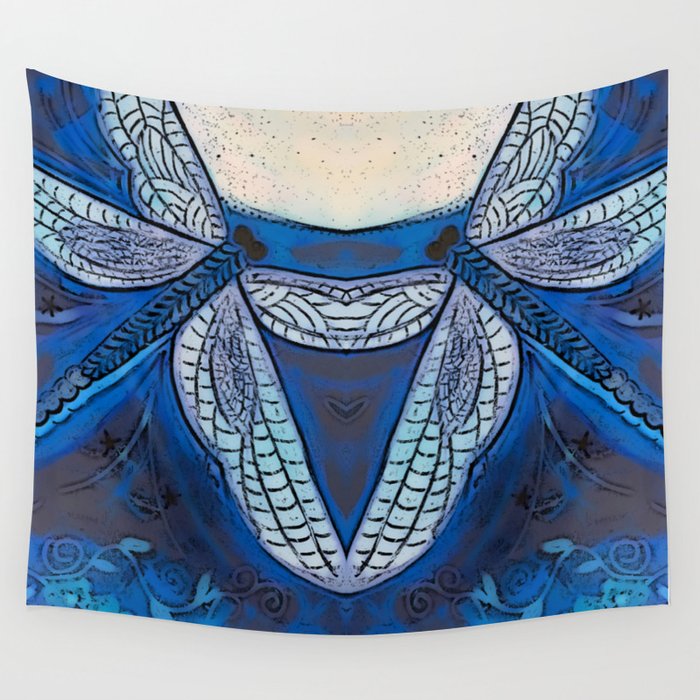 Dragonflies in the Moonlight  Wall Tapestry