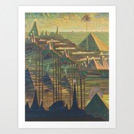 Allegro Egyptian Dynasty Pyramids landscape by by Mikalojus Konstantinas Čiurlionis Art Print