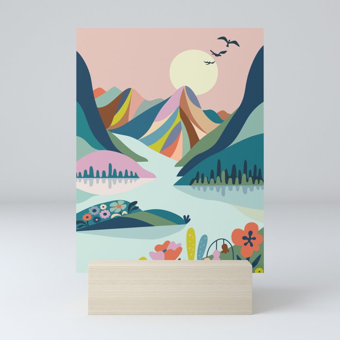 Modern Scenic Mountains  Mini Art Print