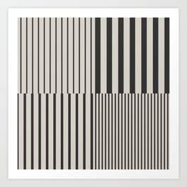 Stripes Pattern and Lines 51 in Creamy Grey Art Print