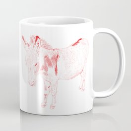 mini donkey drawing, red Coffee Mug