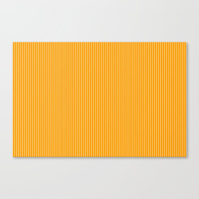 White Vertical Lines On A Orange Background, Line Pattern Canvas Print