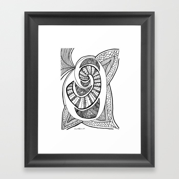 Open Heart Framed Art Print | Drawing, Ink-pen, Pattern, Geometric, Doodle, Black-and-white, Abstract