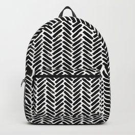 Painted Herringbone Stripe \\ Black & White Backpack | Black, Graphicdesign, Textured, Pattern, Herringbone, Texture, White, Black And White, Industrial, Painted 