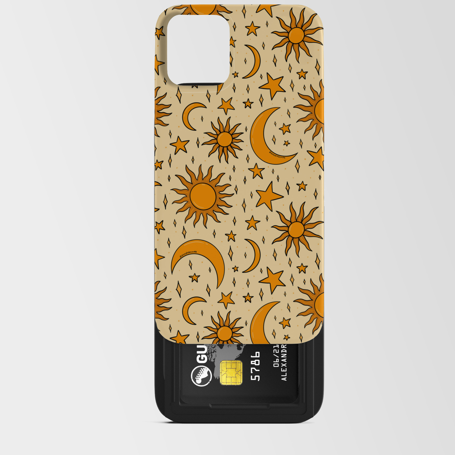 vintage sun and star print iphone card case by doodle by meg society6